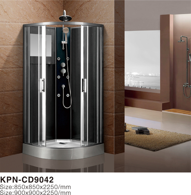 Cabine de douche avec plateau acrylique gris en aluminium chrome